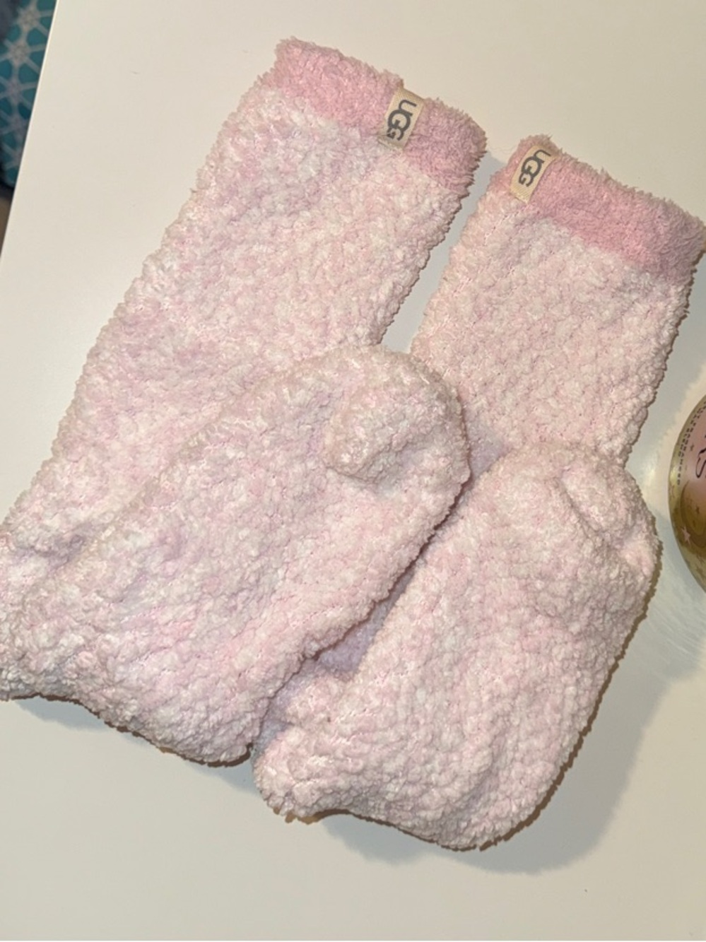 UGG Plush Pink Fuzzy Slipper Socks